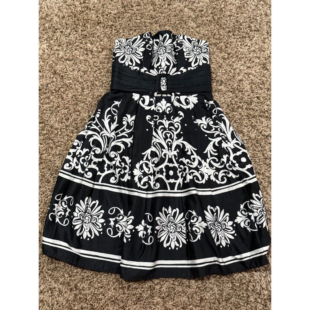 WHBM Black White Floral Sleeveless Preppy Fit Flare Midi Dress S 2 Cocktail NYE